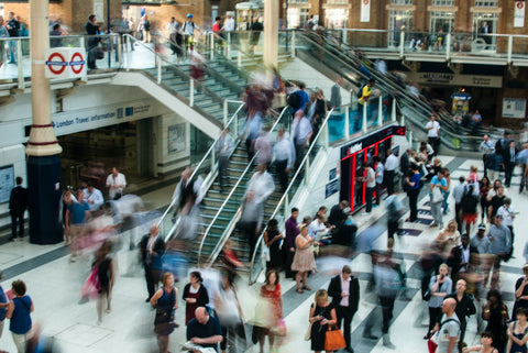 Busy London underground tube station