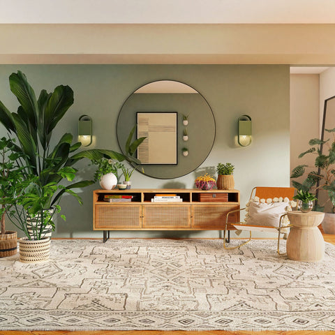 a Neutral Living room with plants