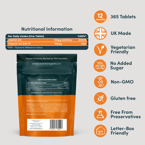 Vitamin D3 4000iu + K2-Nutrition Geeks